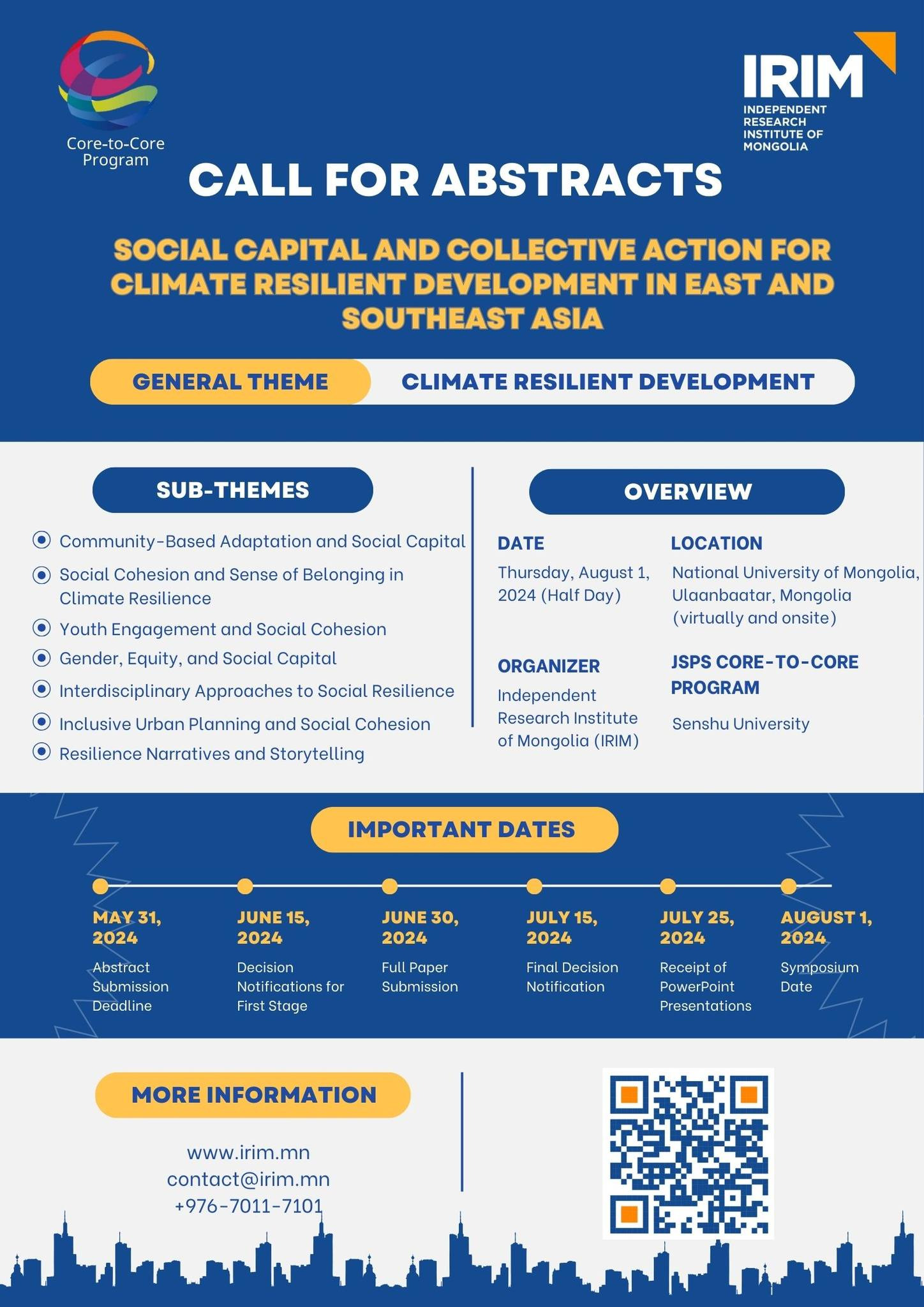 CALL FOR ABSTRACTS! Join the International Public Symposium on Climate Resilient Development!